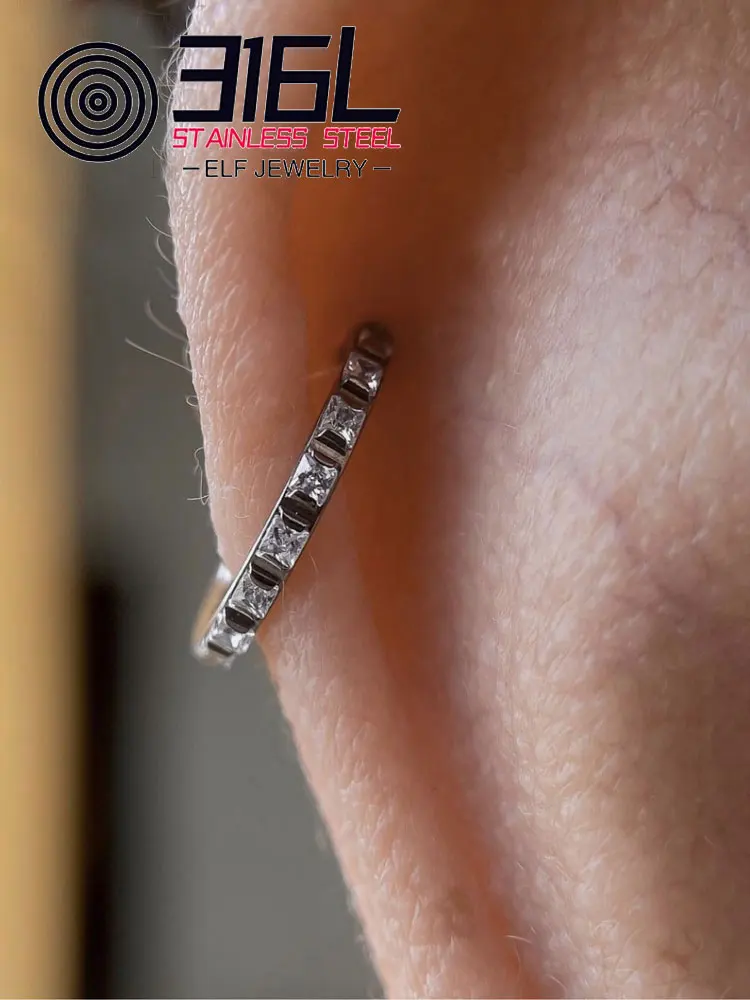 Wholesale Crystal 316L Stainless Steel Must Hoop Nose Ring Ear Piercing Resale Jewelry