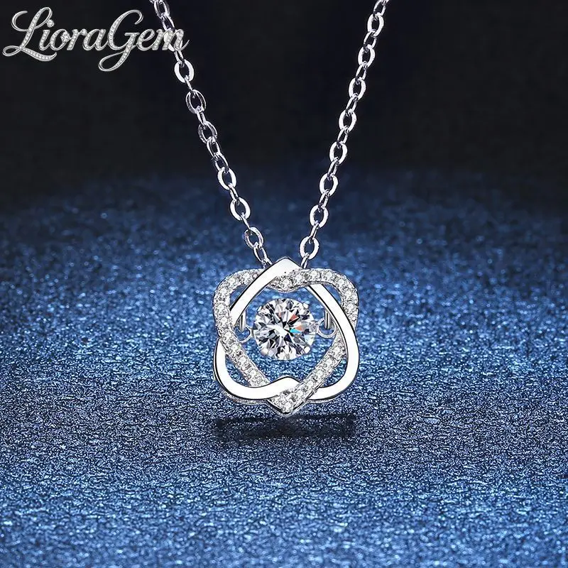 LioraGem Platinum PT950 0.5-Carat Moissanite Hexagram Pendant, A Fashionable, Pulsating Heart Moissanite Collar Necklace