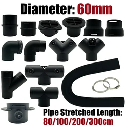 Air Diesel Heater 60mm Diameter 0.8/1/2/3M Length Duct Pipe Tube Hose Outlet Exhaust Joiner Connector For Webasto Eberspaecher