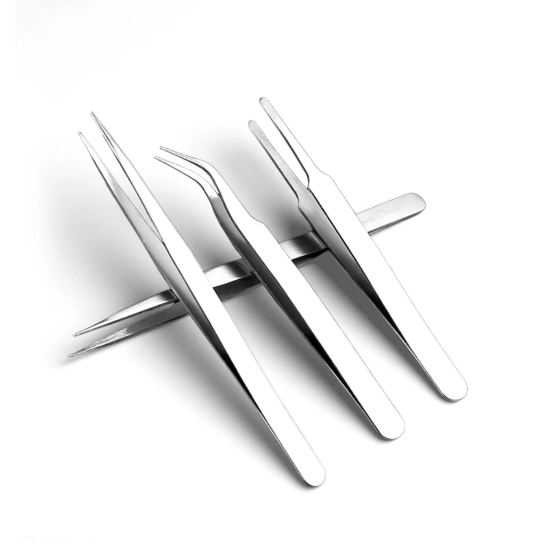 1/3 Pcs Tweezers Set Bag Stainless Steel Anti-Static Precision Tweezers for Electronic Mobile Phone Repair Tools Hand Tools
