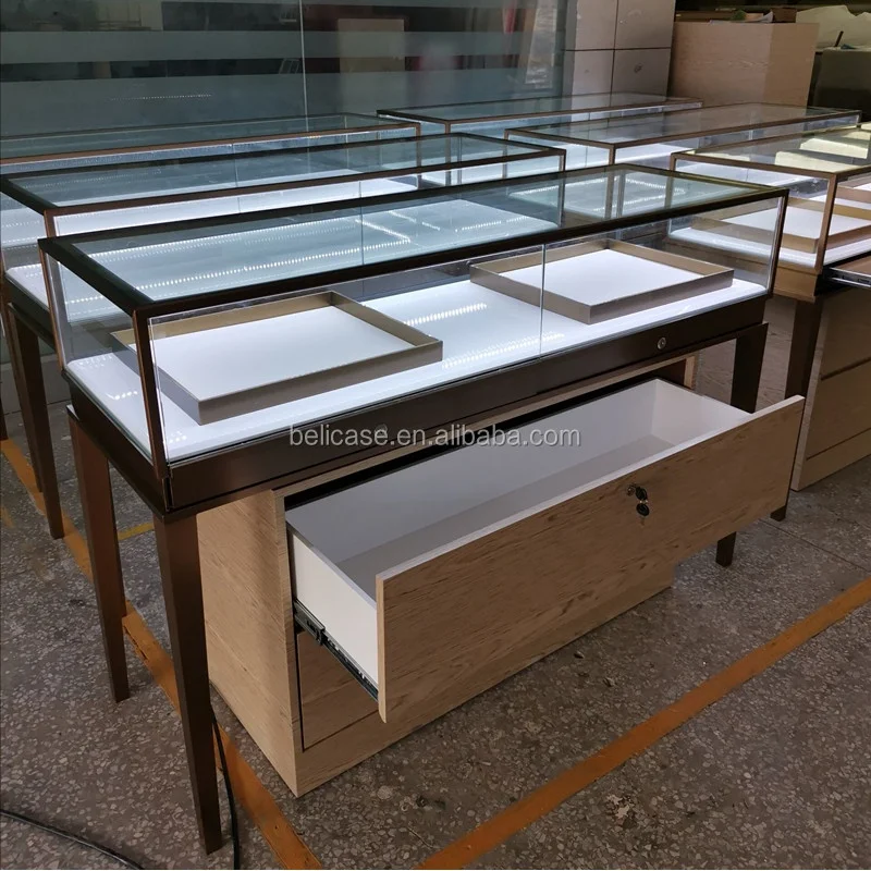 custom.High End Jewellery Store Fixture Interior Decoration Design Shop Glass Cabinets Jewelry Display Showcase