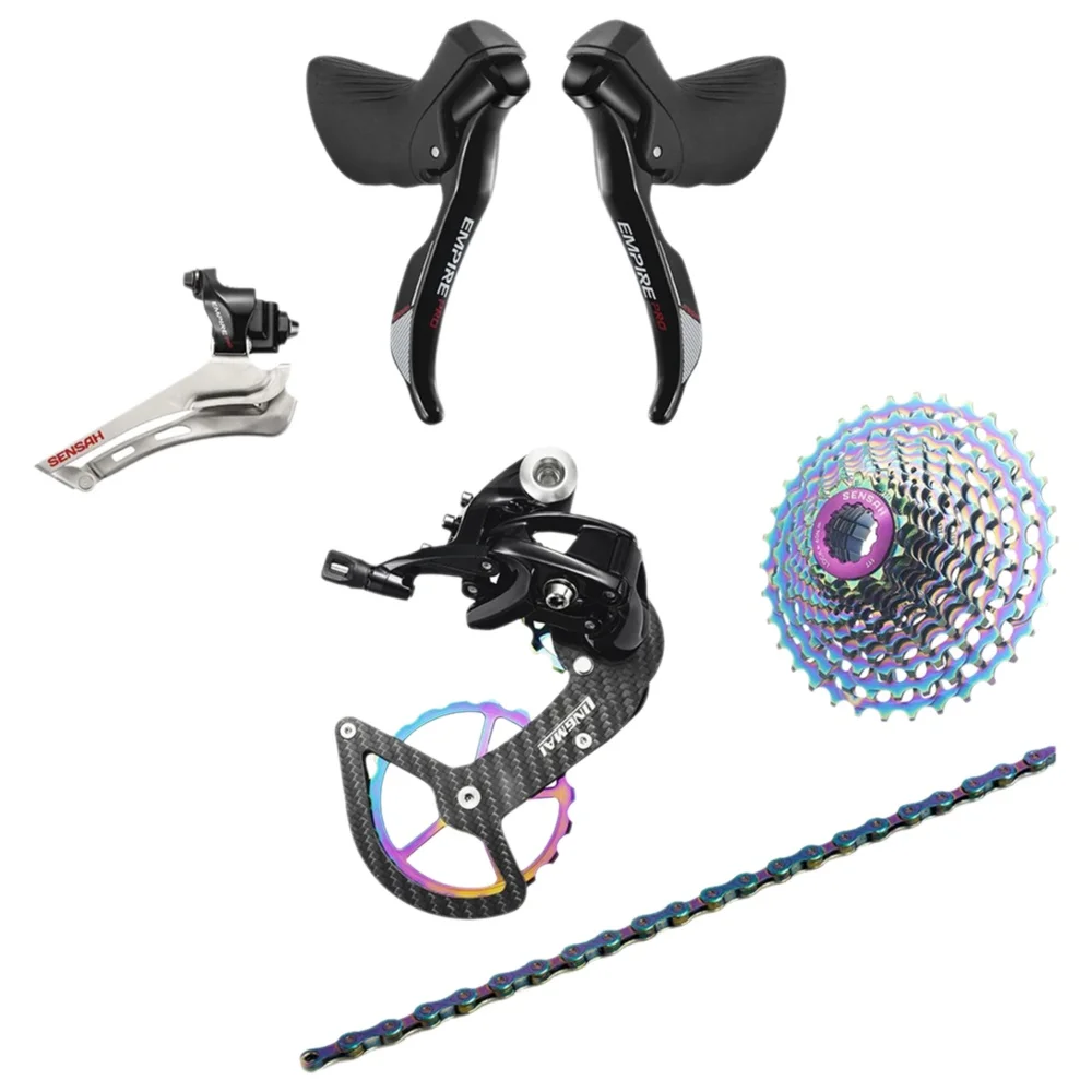 SENSAH EMPIRE pro SRX pro – kompletny zestaw komponentów do roweru szosowego, w tym dźwignia zmiany biegów i mechanizm przerzutki, 2x8/10/11/12 biegów, 1x11 biegów, z opcją montażu tylnej klatki — 2