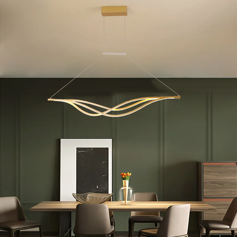 Lampadario moderno LED ristorante luce decorativa cucina e camera da letto lampadario a LED lampada a sospensione in oro nero