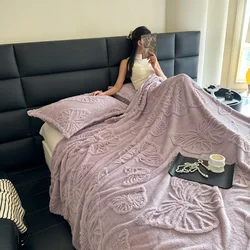 3D Butterfly Decorative Jacquard Blanket Comfortable Fluffy Campin Throw Blanket Super Soft Plush Solid Color Sofa Blankets