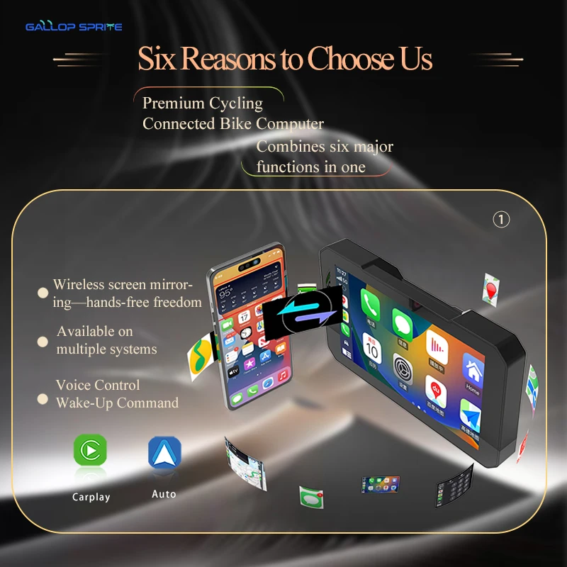 جالوب سبرايت 6 بوصة Carplay دراجة نارية DVR نظام تحديد المواقع والملاحة IPX7 مقاوم للماء لاسلكي أندرويد السيارات الذكية لاعب موتو العرض #2