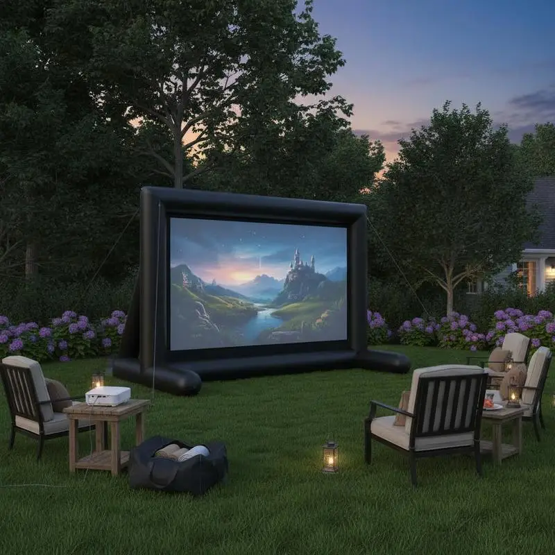 

18FT Blow-up Projection Screen For Backyard Movie, Home Theater, Theme Party, Portable Storage Bag, 16:9 Aspect Ratio, Rapid Assembly Outdoor Cinema Gear