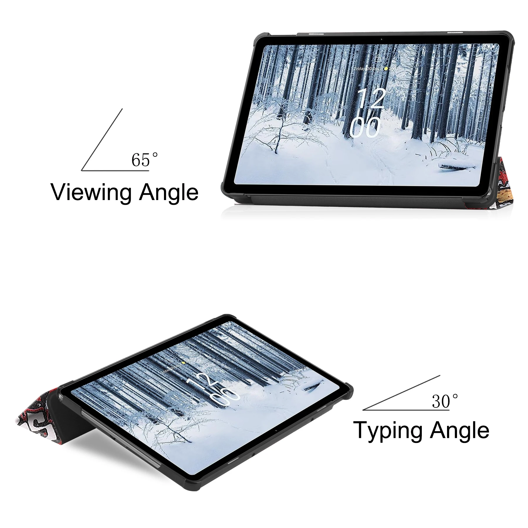 For Nokia T21 T10 2022 T20 TCL TAB 10s 9080G 2021 VIVO PAD 11inch Case Tablet Cover Tri-fold TPU Leather with Auto Week Function