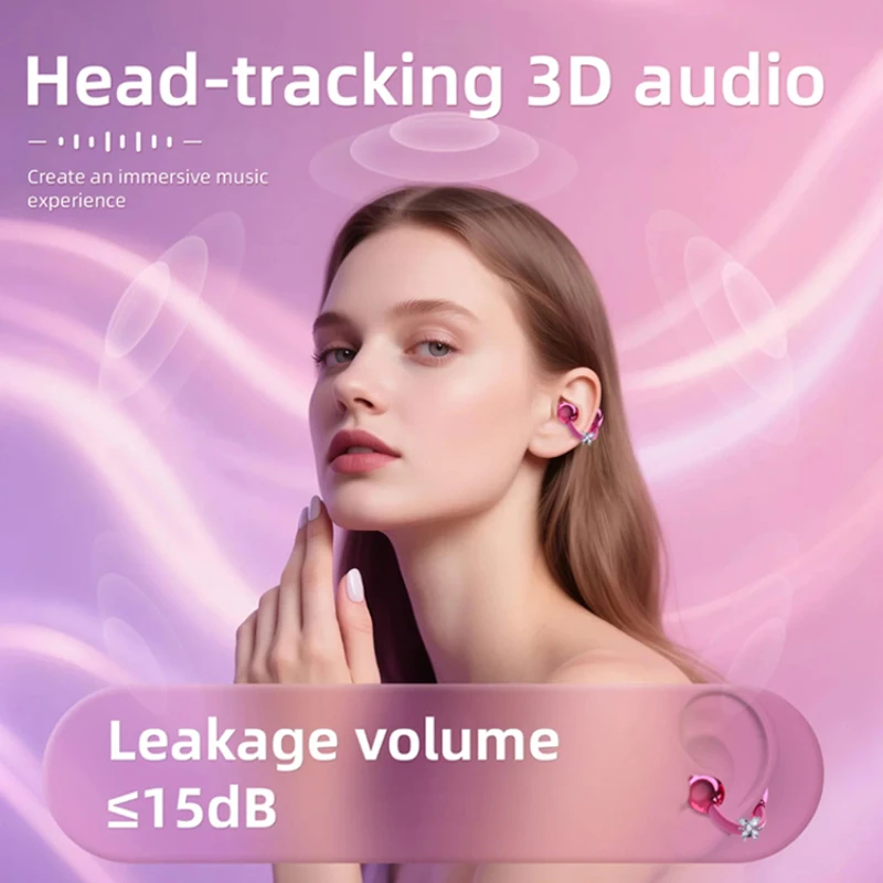 Bezprzewodowe słuchawki otwarte na ucho z mikrofonami, Bluetooth 5.4, słuchawki z klipsem na ucho, przenośne, długotrwała bateria, słuchawki stereo HIFI na prezent. — zdjęcie produktu 6