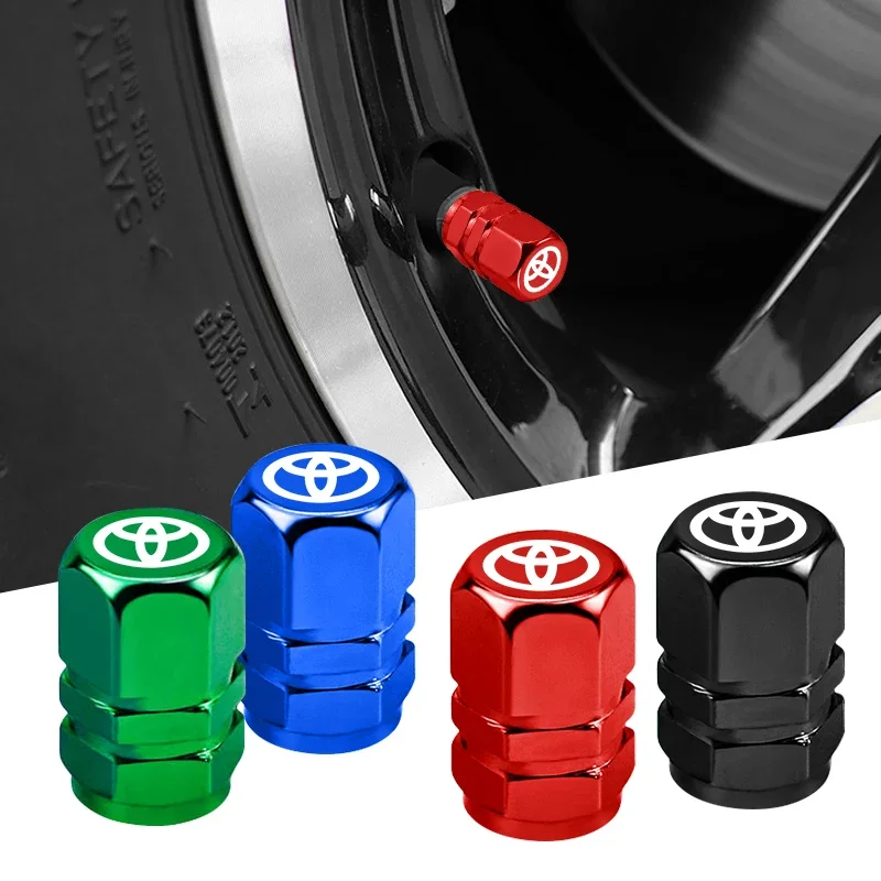 4Pcs Car Tire Valve Cap Tyre Dust Valve Stem Screw Cover Accessories For Toyota CHR Auris Rav4 Prius Raize Voxy Rush Camry Venza