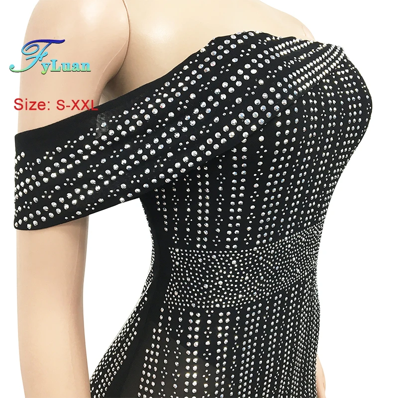 2023 neue Sexy V-ausschnitt Kleider für Frauen Tank Rüschen Neue Im Sommer Kleidung Patchwork Sexy Party Strass Sheer Mesh Party kleid