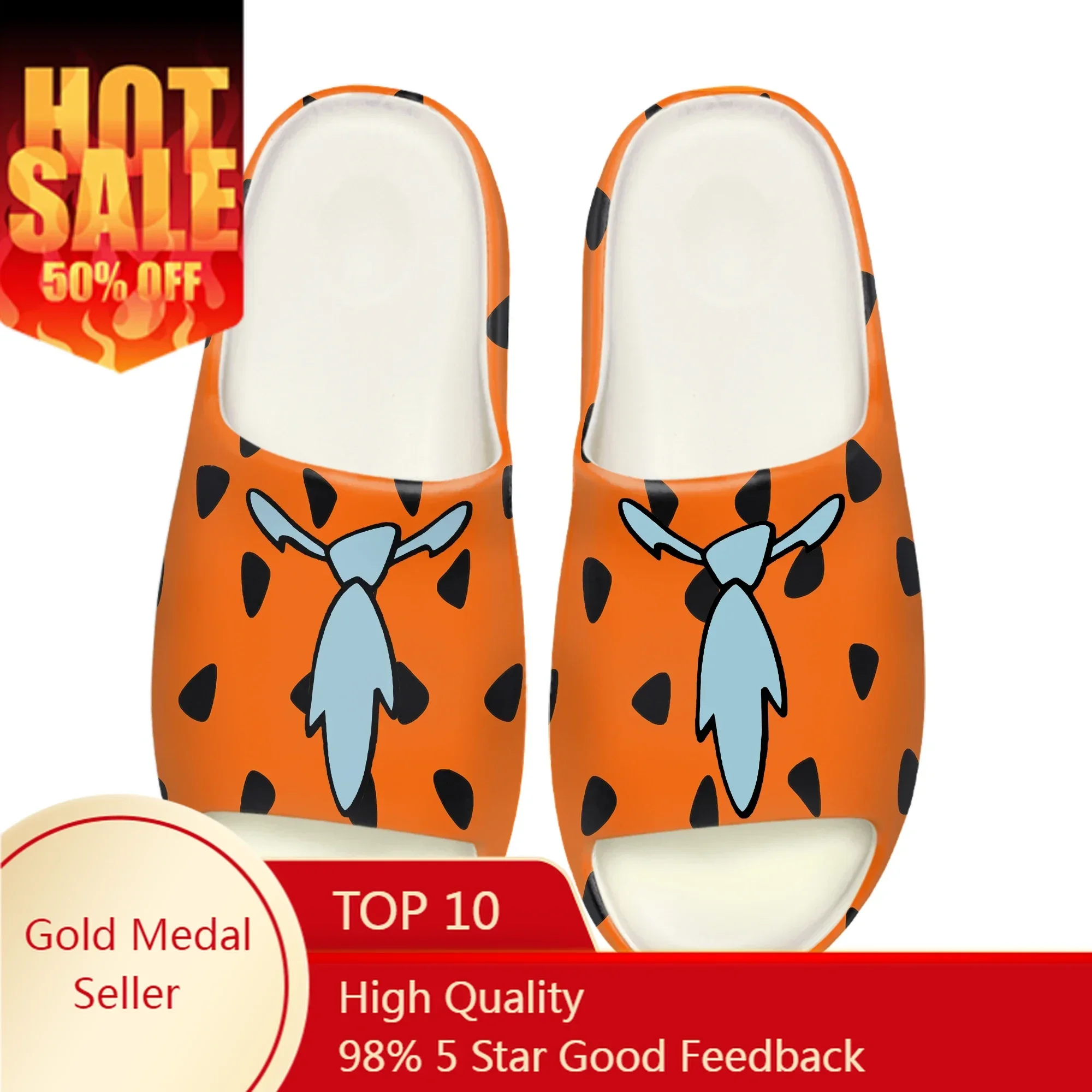 Cartoon Primitive Man Fred Flintstone Soft Sole Sllipers Home Clogs Step On Water Mens Womens Teenager Bathroom Custom Step in