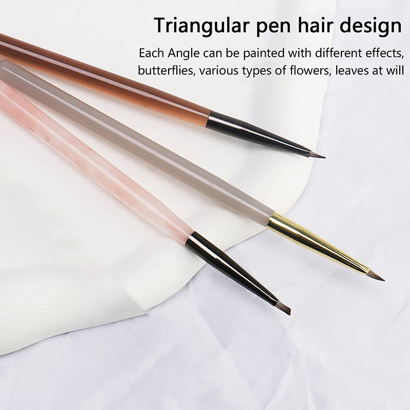 1 Uds. Pincel de pintura Triangular, pincel para decoración de uñas, líneas francesas, rayas, rejilla, flor, mariposa, bolígrafo de pintura triangular, herramientas de manicura