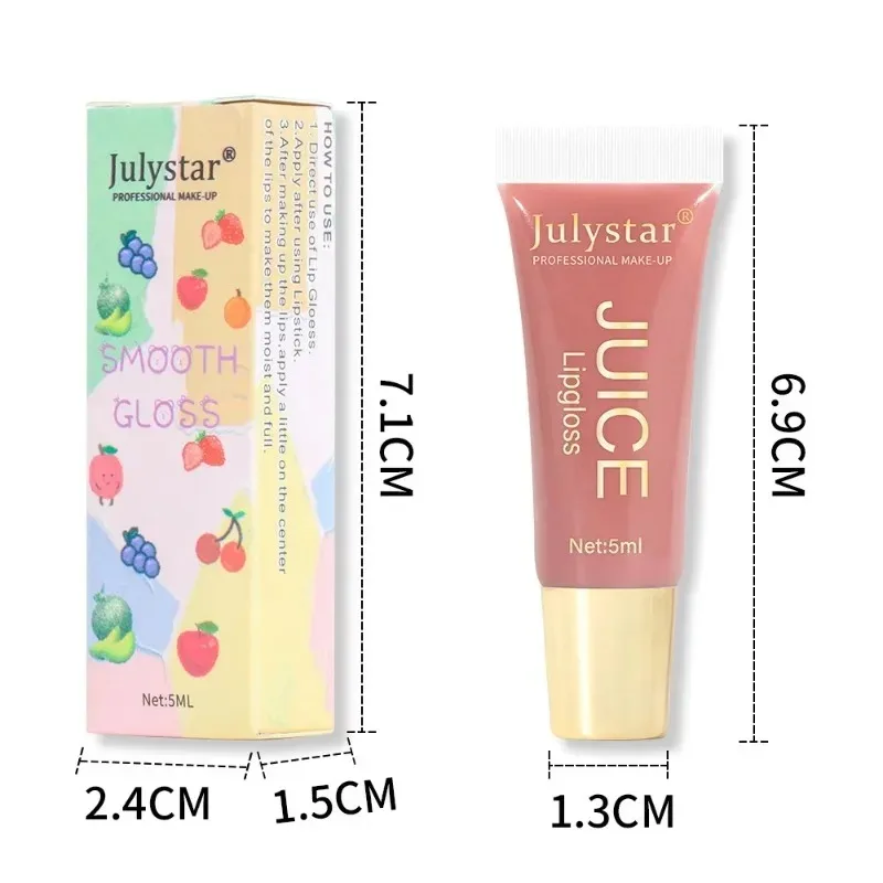 Watery Crystal Clear Jelly Lip Oil Long Lasting Moisturizing Fruit Scent Lip Balm Smoothing Fullness Lip Gloss Glass Lips Makeup