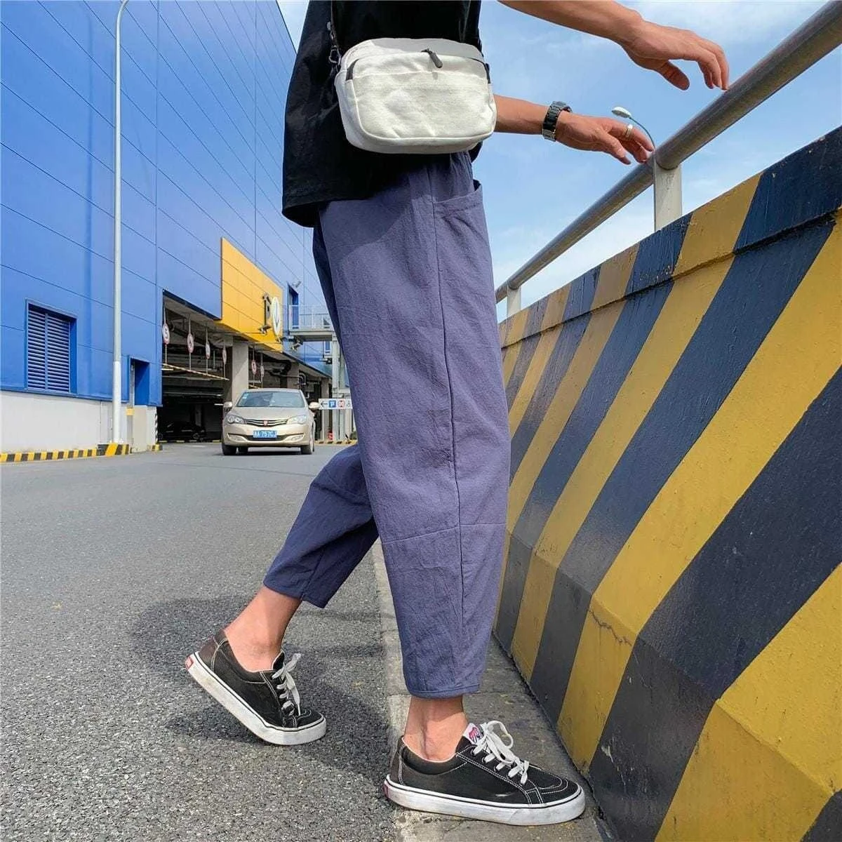 Summer Casual Pants Man Thin New in Low Price Stylish Aesthetic High Quality Fashion 2025 Clothes Polyester Y2k Trousers for Men