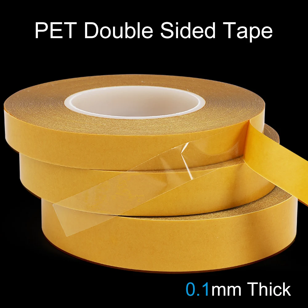 

50M PET Double Sided Tape High Temperature Resistance No Trace Transparent Heat Resistant 0.1mm Thick Strong Adhesive Tape