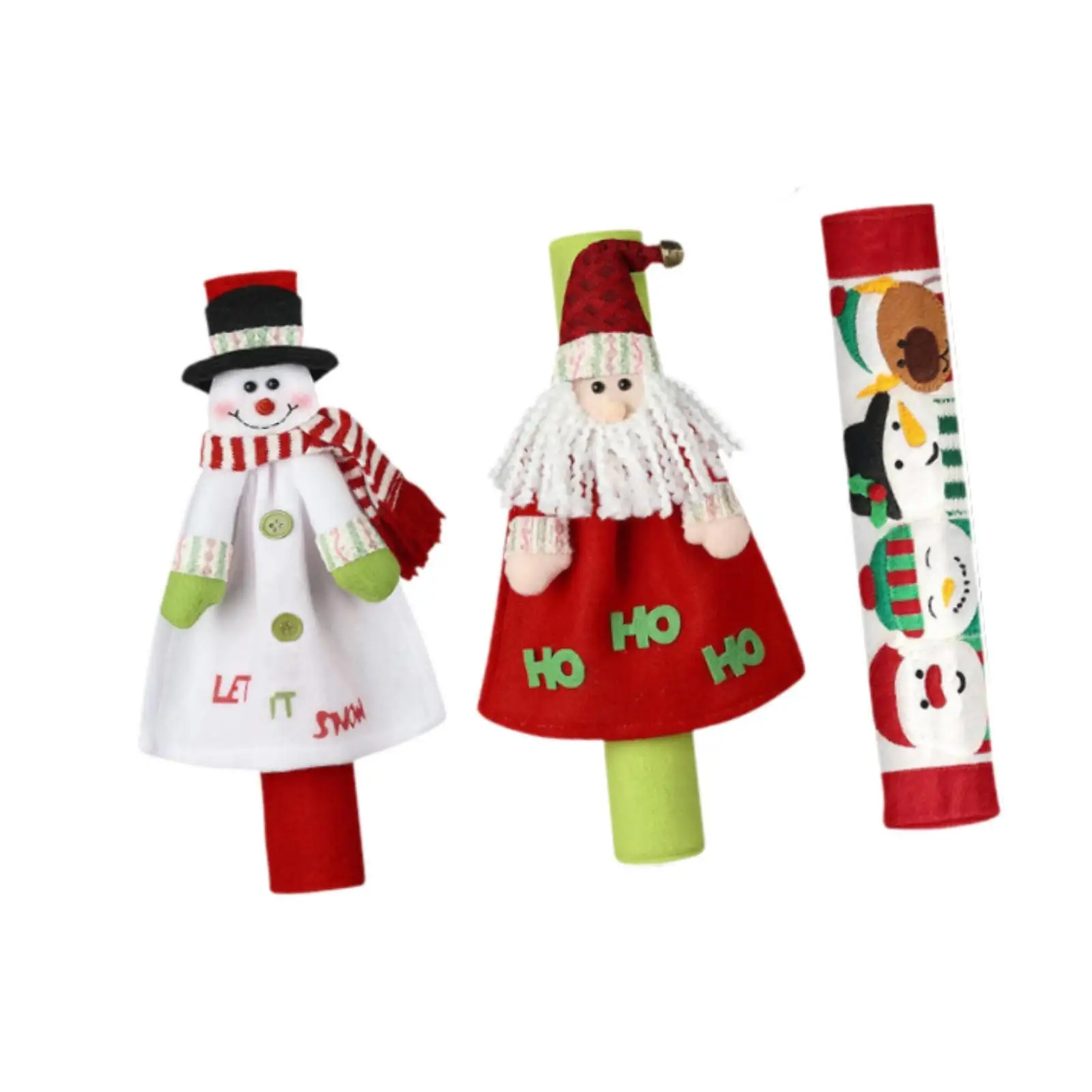 Festive Kitchen Appliance Handle Covers Christmas Snowman Santa Design Non Slip Polyester Protector for Refrigerator Microwave