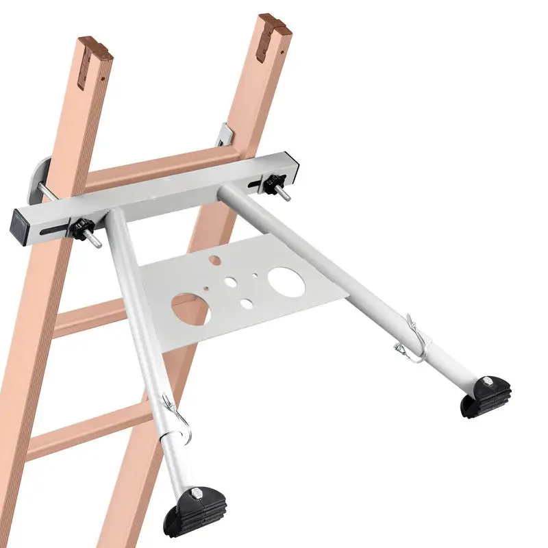 Universal Telescopic Ladder Standoff 16.5-23.6 Inches For Roof Gutter House Siding Exterior Wall Maintenance Heavy Duty Steel Construction Wide Adaptability Rubber Pad Feet 330 lbs Load Capacity