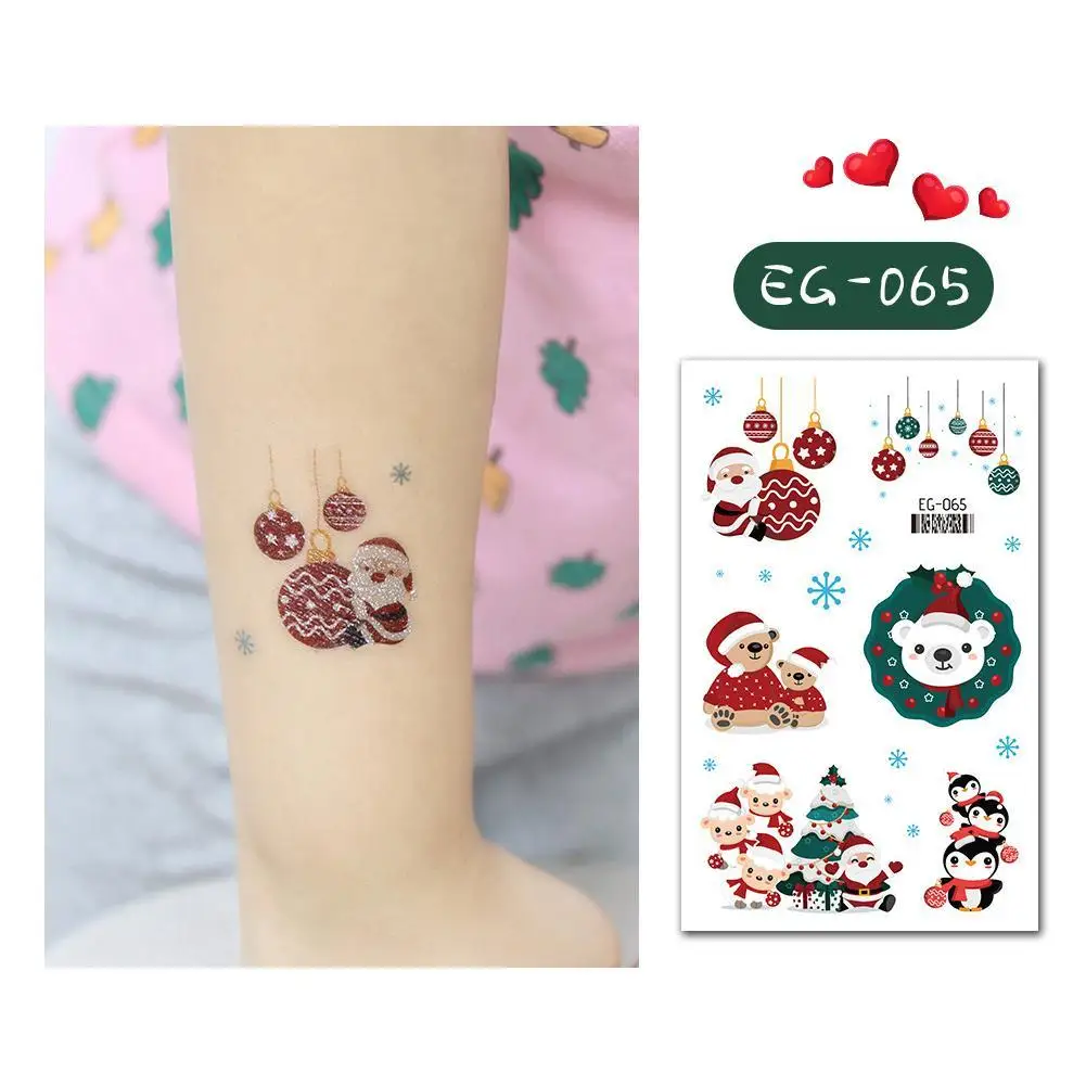 بريق عيد الميلاد ملصقات الوجه مقاوم للماء ندفة الثلج المتاح لصاقات وشم الكرتون بريق ملصقات 2026 جديد ديكور الوشم
