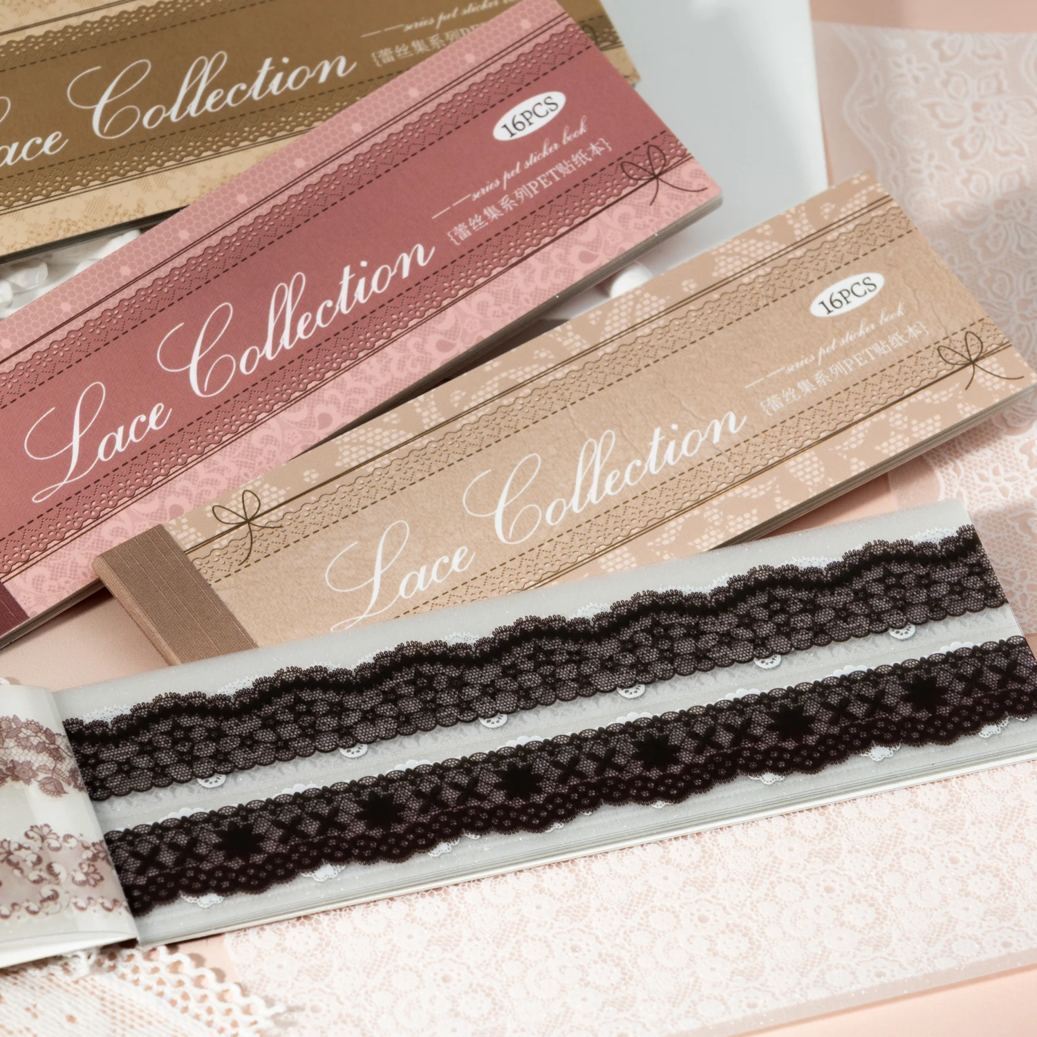 

16Sheets/Bag Romantic Lace Themed PET Sticker Set For DIY Scrapbook Guitar Phone Case Notebook Decoration Craft