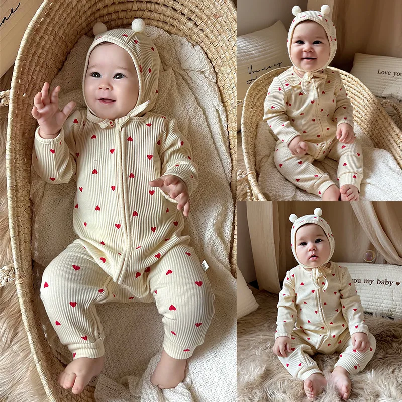 

2026 весенние комбинезоны для маленьких девочек, жаккардовые детские боди для маленьких девочек, комбинезоны для новорожденных девочек, комбинезон для маленьких мальчиков + шапка