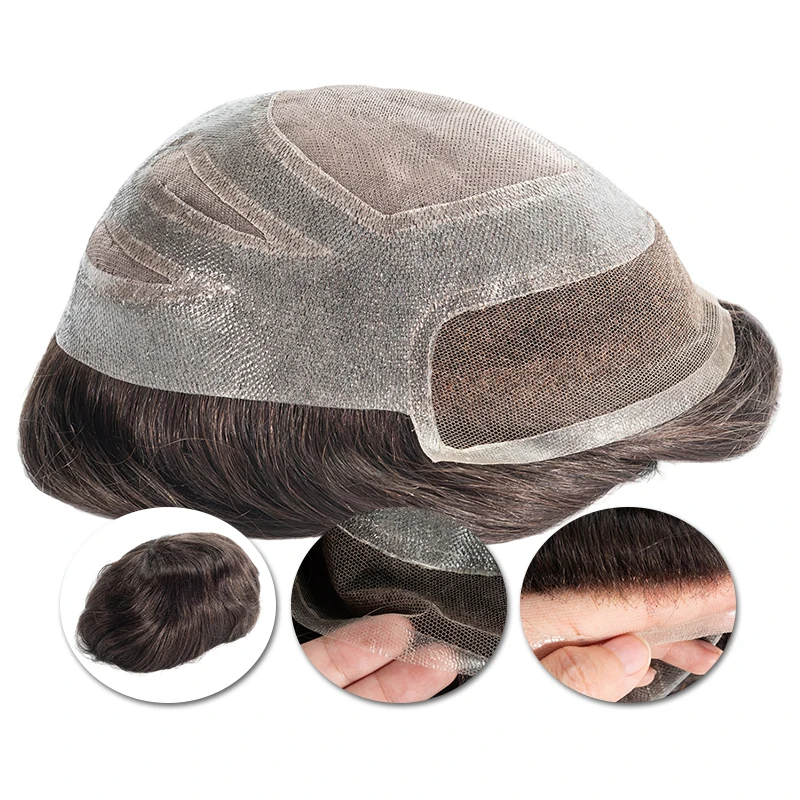 Versalite Toupee For Men Mono Lace PU System Skin Around Male Hair Prosthesis Men Wig 100% Human Hair Replacement System Unit