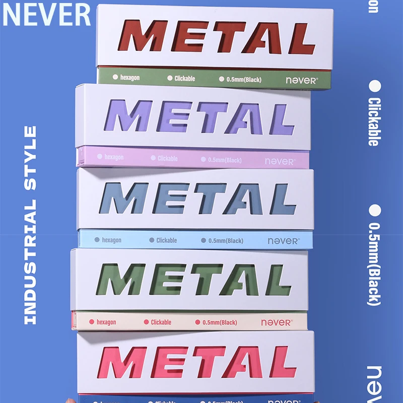 

Never Gel Ink Pen Refill Gift Box Set Anti-Roll Metal Hexagon Rod Matte Finish Smooth Fluid Ink Exam Pens Kids Students Supplies