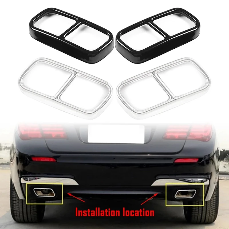 Car Tail Muffler Exhaust Pipe Output Cover Decor Trim For BMW F01 7 Series 730I 740I 750I 760I 2009-2014