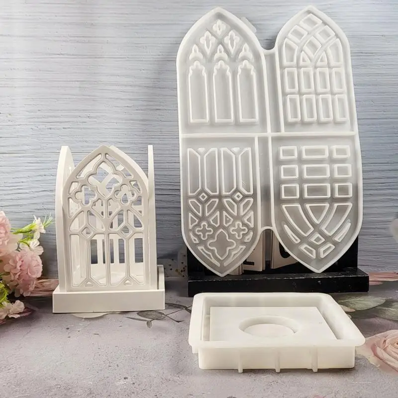 Gothic Candle Stick Mold Silicone Molds Plaster Mold Gothic Decor House Shape Resin Molds Candle Holder Molds Resin Casting