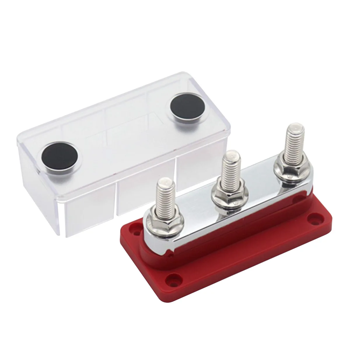 RV ship sink line row M10 high current 600A wiring stud, red and black 3 stud power distribution block sink line row