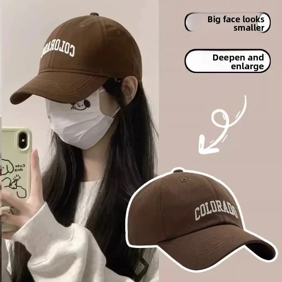 COL New Baseball Cap, Duckbill Cap, Deep Crown, Wide Brim, Letter Embroidery, Versatile Solid Color, Outdoor Sun Protection