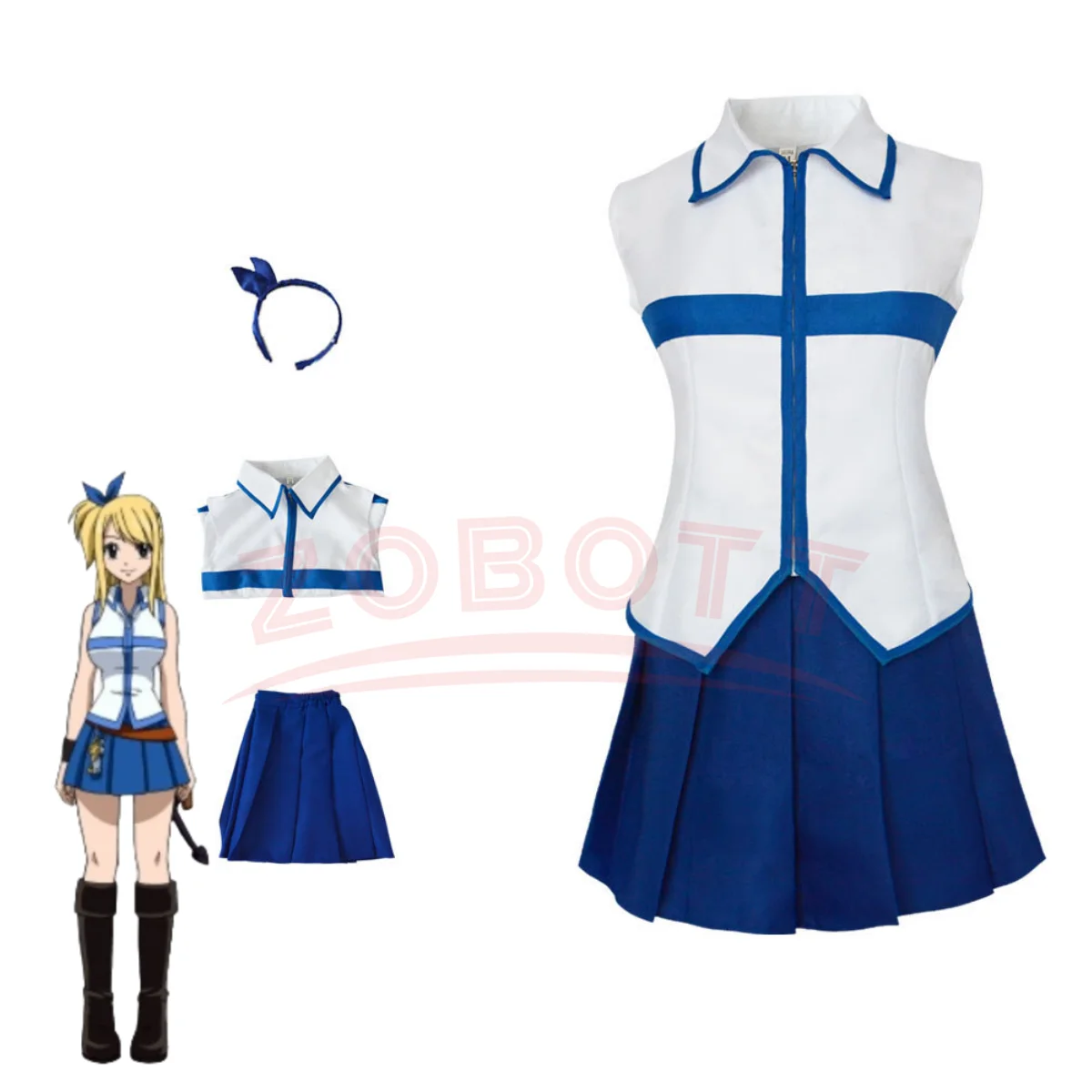 

Anime Lucy Heartfilia Cosplay Costume FAIRY TAIL Slayers White Shirt Skirt Uniform Headband Woman Sexy Carnival Party Suit
