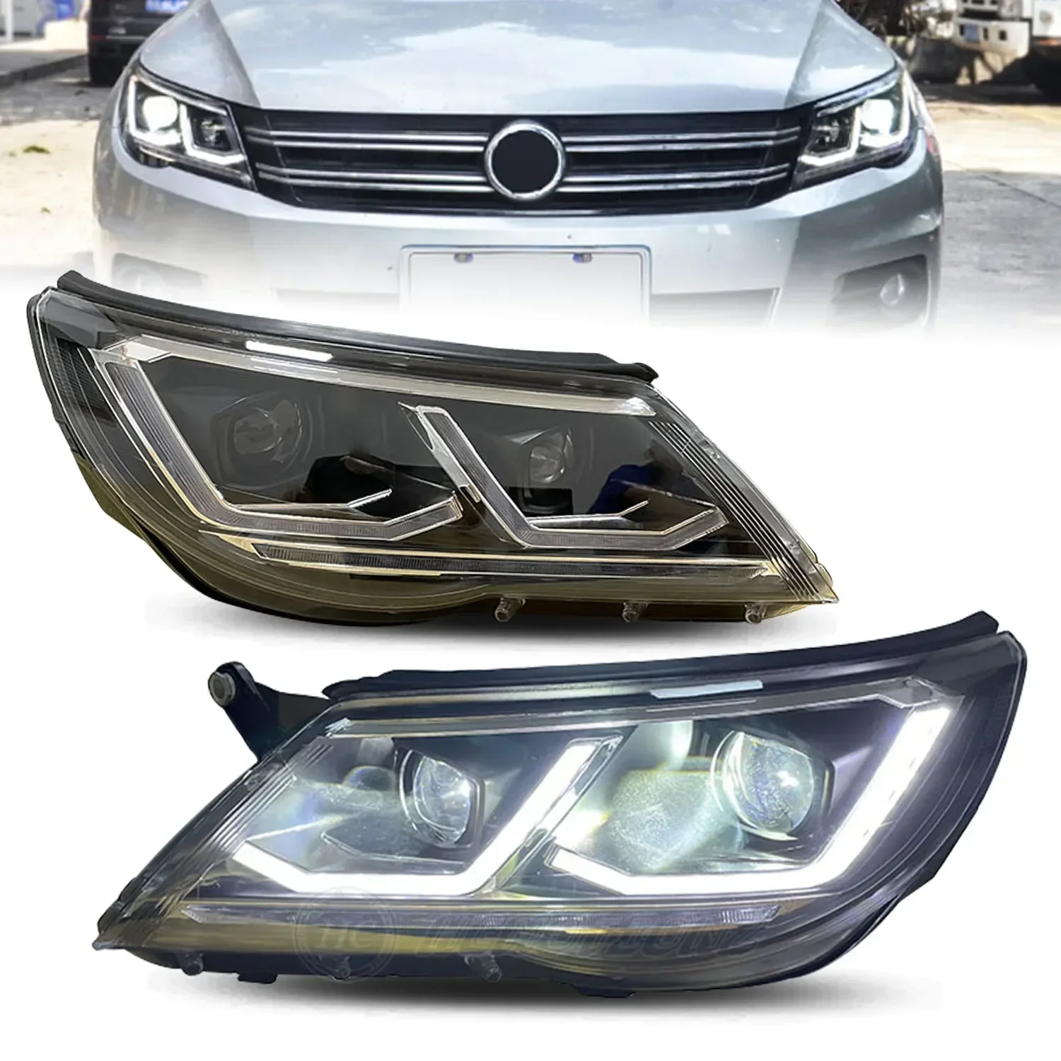 HCMOTIONZ High quality Car Assembly Front Lamps VW 2009-2011 Start UP Animation DRL LED Headlights For Volkswagen Tiguan