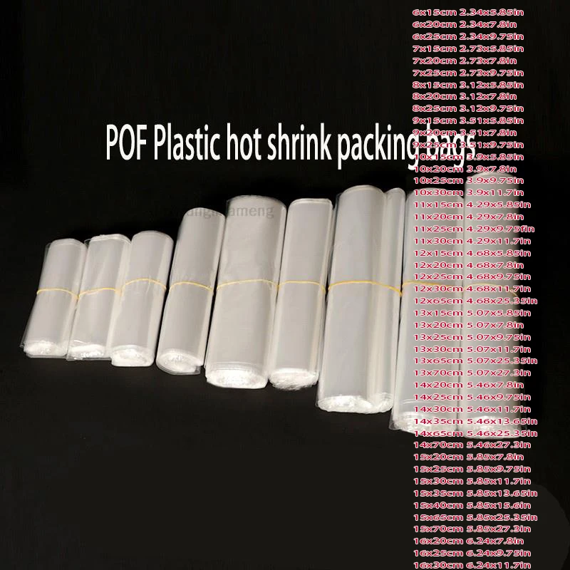 100Pcs/Lot 82 Sizes POF Heat Shrink Bags Clear Membrane Plastic Cosmetic Pack Bag Shrinkable Pouches Hot Wrap Film Flat Diy