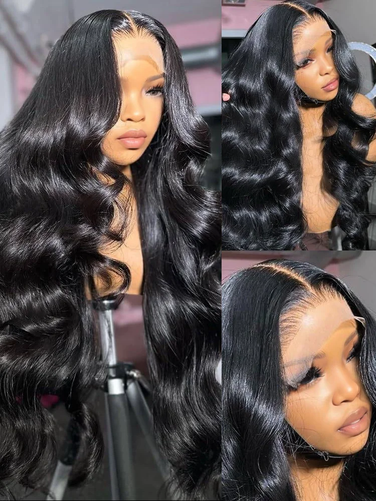 250 Density Body Wave 13x4 HD Transparent Lace Front 100 Human Hair Wig black 13x6 Lace Frontal Wigs 40 Inch Pre Plucked