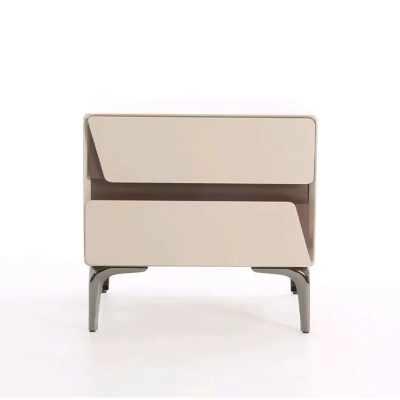 Bedroom Furniture Bedside Table Cube ShapeSheet Material Material Bedside Table 4 Hardware Feet Solid Wood Inner Pumping
