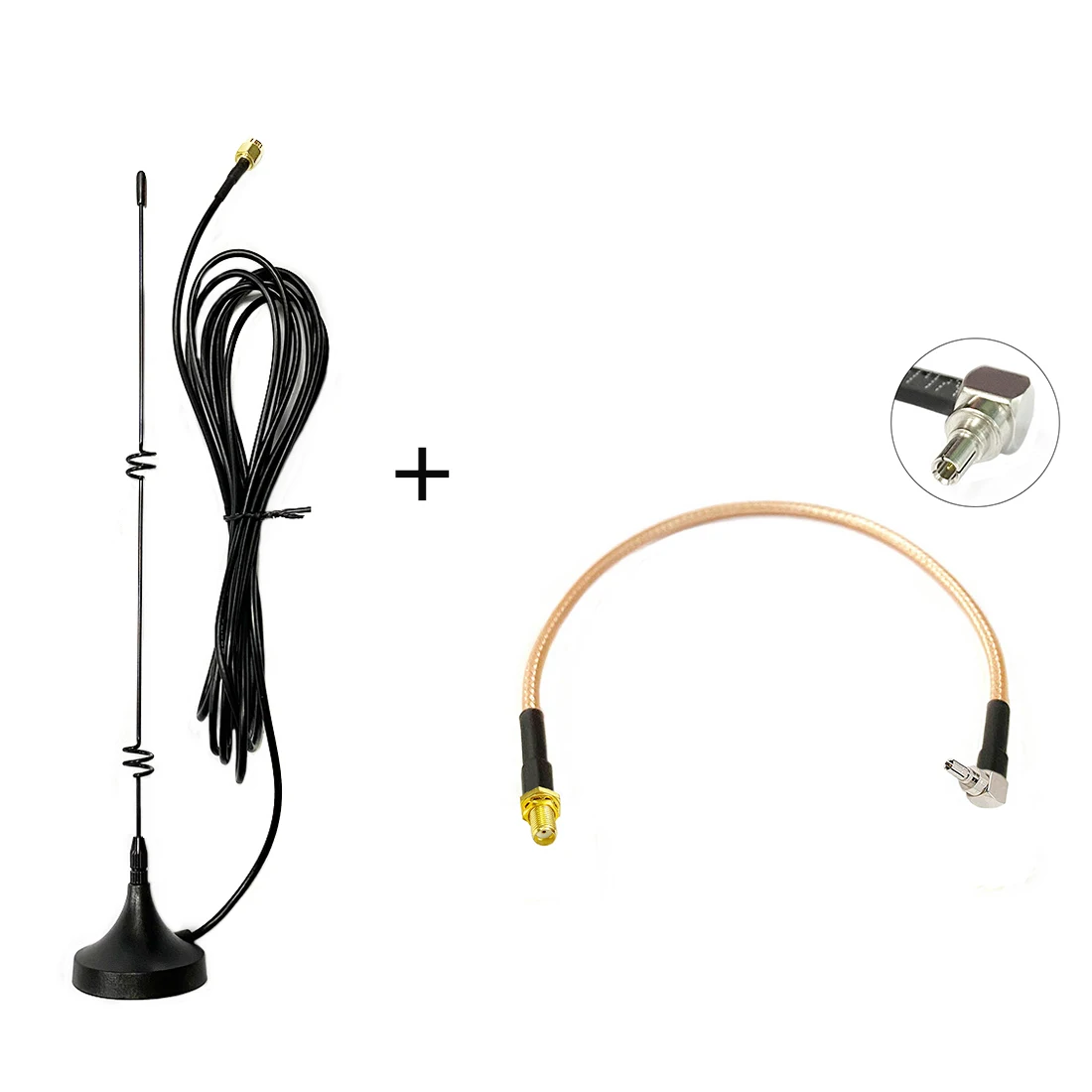 

4G 3G GSM Antenna 6dbi High Gain Magnetic Base with 3meters Cable SMA Male + SMA Female Connector to CRC9 Male RG316 Cable 15cm