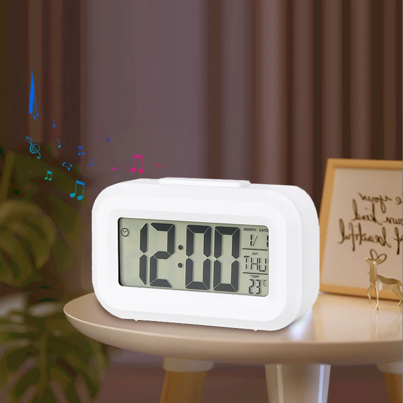 Despertador Digital Snooze com Exibição de Temperatura, Data e Semana, Mini Relógio de Cabeceira para Quarto, Dormitório de Estudantes e Decoração de Casa
