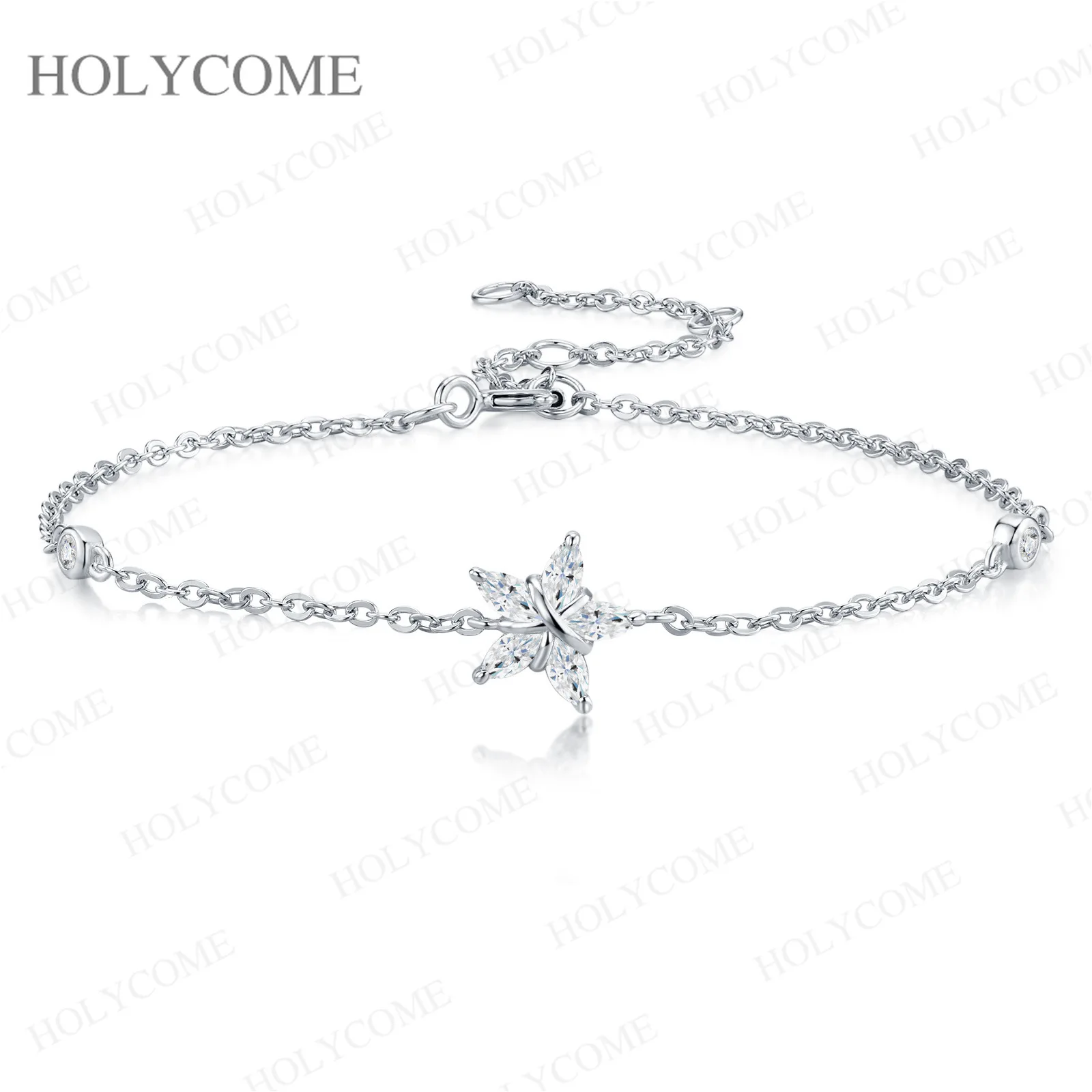 925 Sterling Silber Moissanit Stern Armband Zierliches Kettenarmband Himmlischer Schmuck Geschenk für Frauen Geburtstagsgeschenk – Detail 2