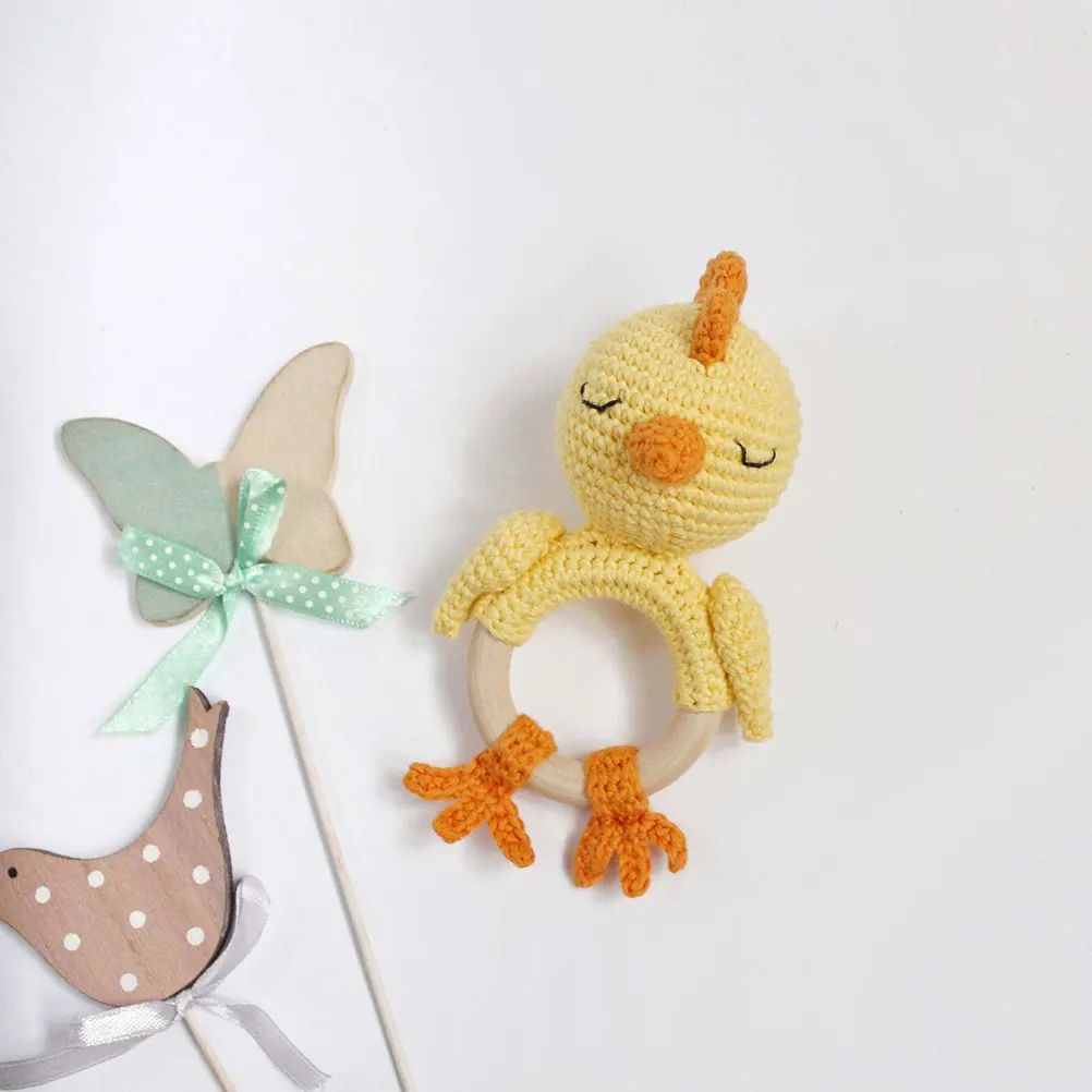 1Pc schattig houten handgebreid creatief kuiken voor sensorische ontwikkeling van baby's