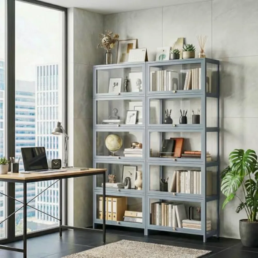 5-Tier Display Cabinet with Acrylic Doors, 68" Tall Curio Cabint view 3