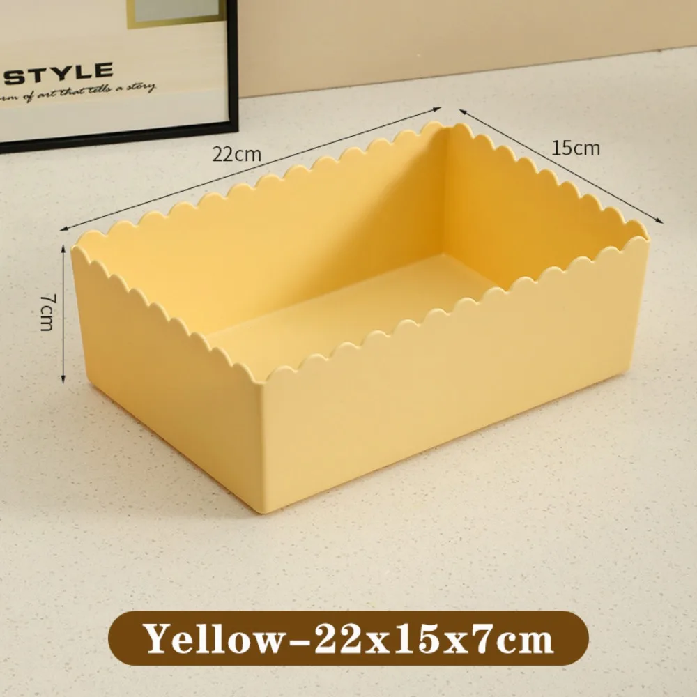 Durable Plastic Desktop Storage Box Cream Color Stackable Storage Containers Desktop Storage Bins Home Office