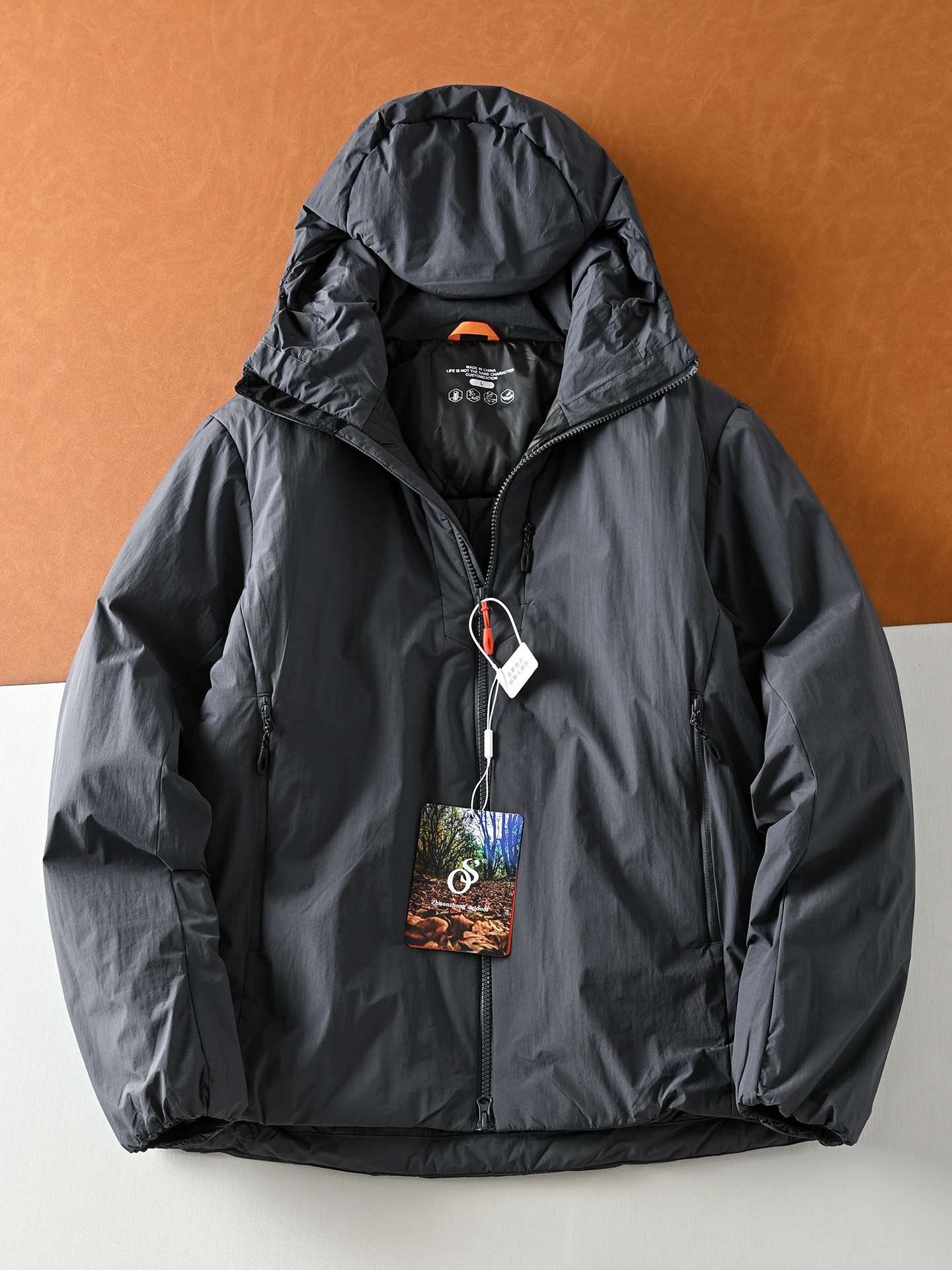 

Men's Outdoor Winter Jacket Thickened Warm Cotton Coat with Hood Lightweight Windproof Fashionable City Style Long Sleeve