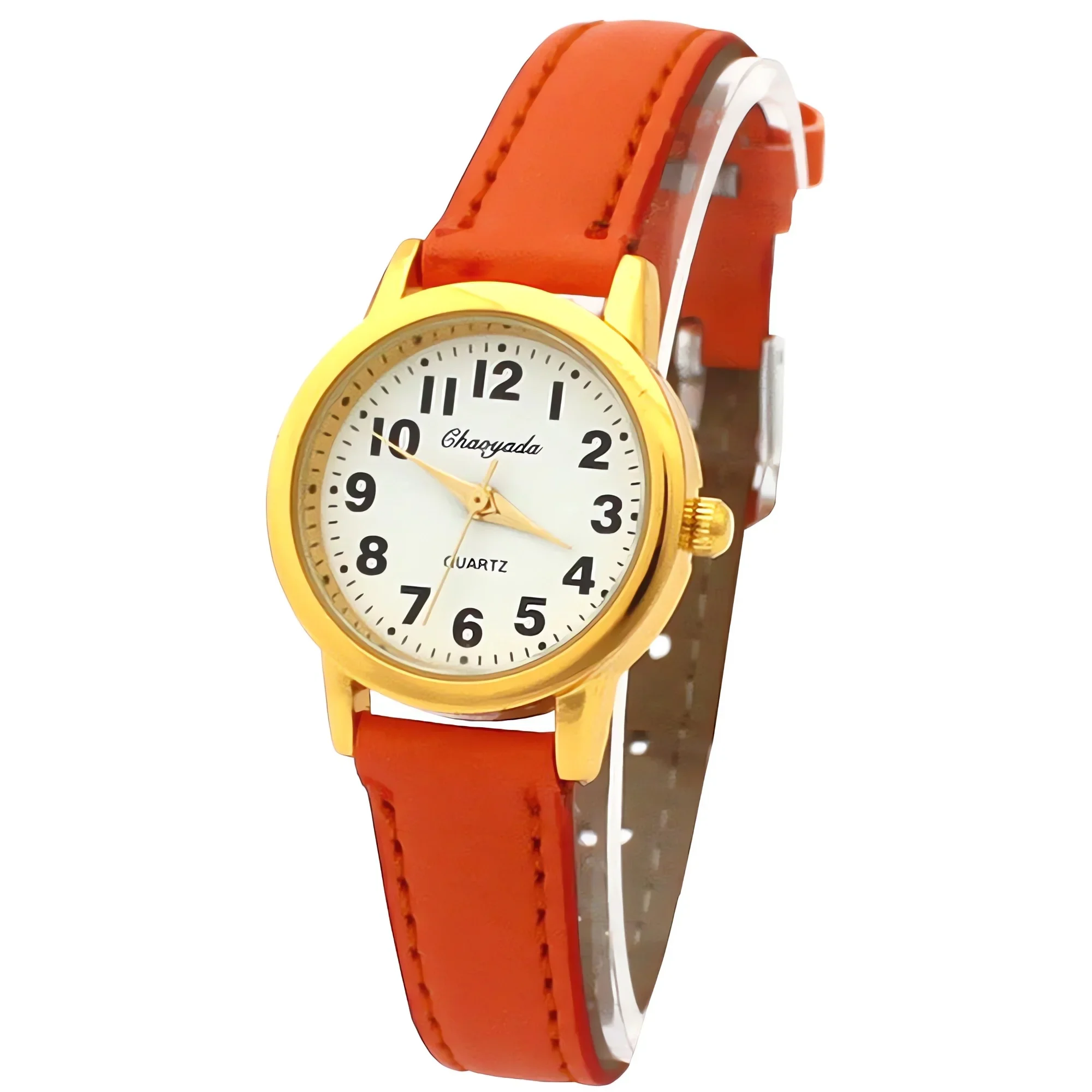 Unisex Kids Quartz Watch Simple Lovely Number Dial Leather Strap Student Wristwatch for Boys And Girls