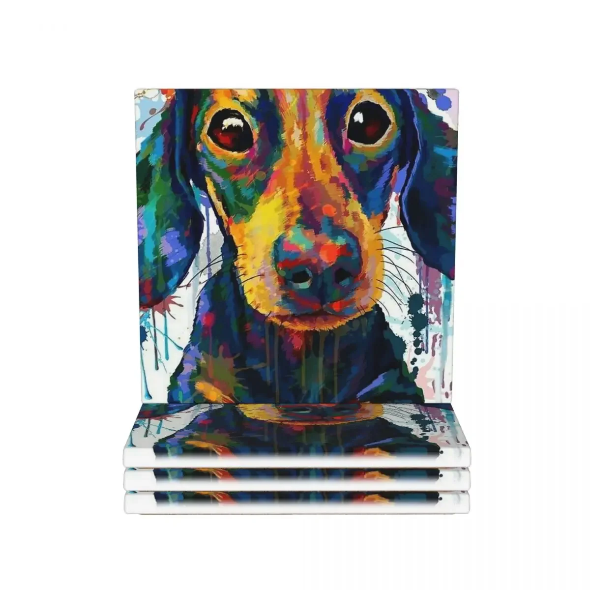 Dachshund Dog Art Coasters Ceramics Hot Pad Decoration And Accessories Table Mat For Kitchen Table Placemats Coffee Mat