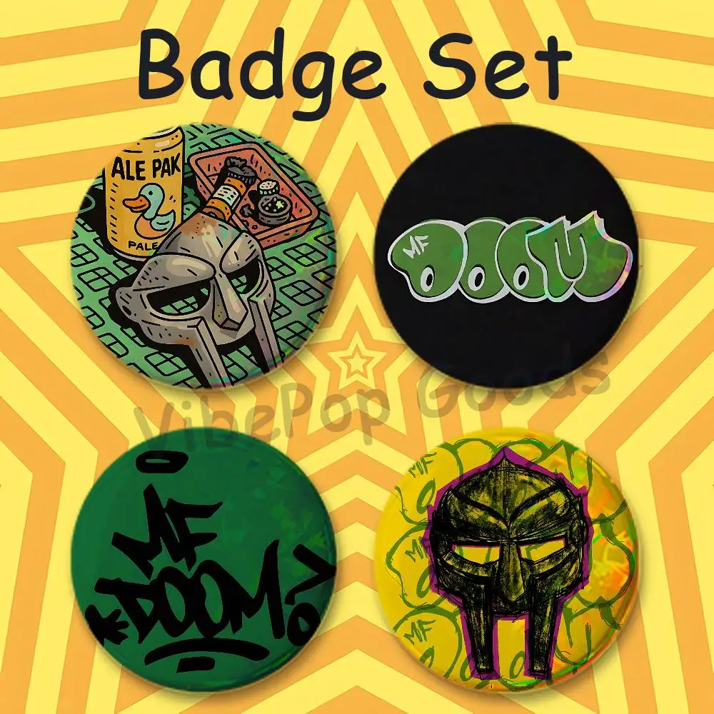 M-MF D-DOOM Rapper Custom Mini Pill Badge 25mm Button Pins 4-Piece Set 75mm Oversized Pin Badge 2.25 Inch