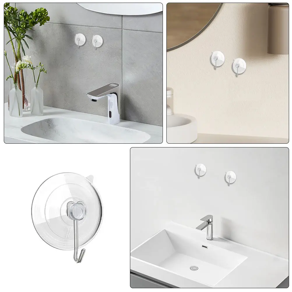 20Pcs Thickened Transparent Suction Cups Reusable Removable No Drill Suction Cup Hooks for Glass Bathroom Kitchen Shower Window view 6