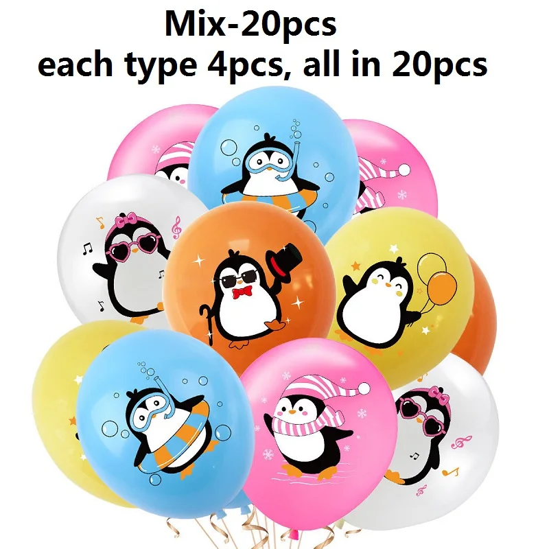 Penguin Theme Party Decoration, Penguin Happy Birthday Banner Pull Flag, Penguin Balloon Set, Children\'s Birthday Cake Inserts