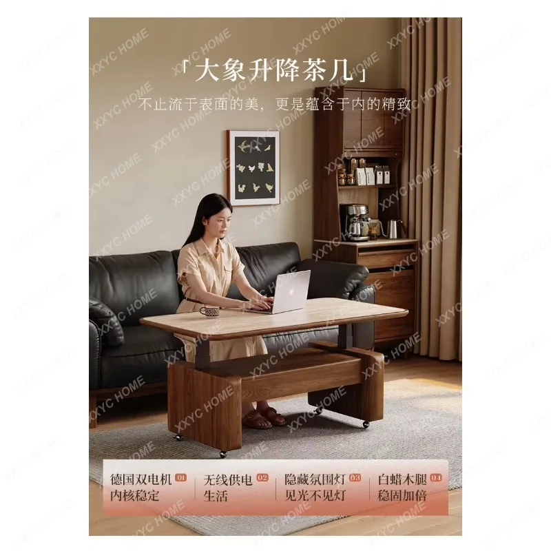 XXAll solid wood slate electric lifting, dining table dual-purpose multi-functional office computer desk