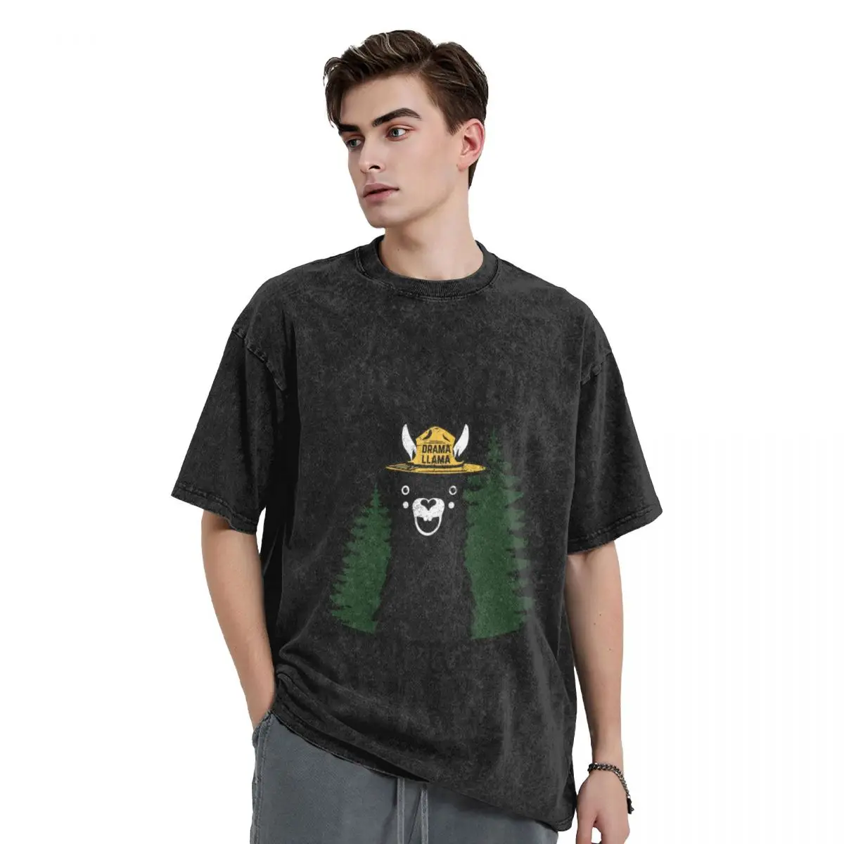 The Original Only You Can Prevent Drama Llama GRUNGED - Smokey Bear Parody T-Shirt oversized men clothings