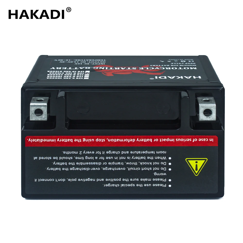 Imagem -02 - Hakadi-bateria Recarregável para Motocicleta Jump Starter 3000 Mais Vida Útil do Ciclo 12v 9.1ah 275cca Íon de Lítio